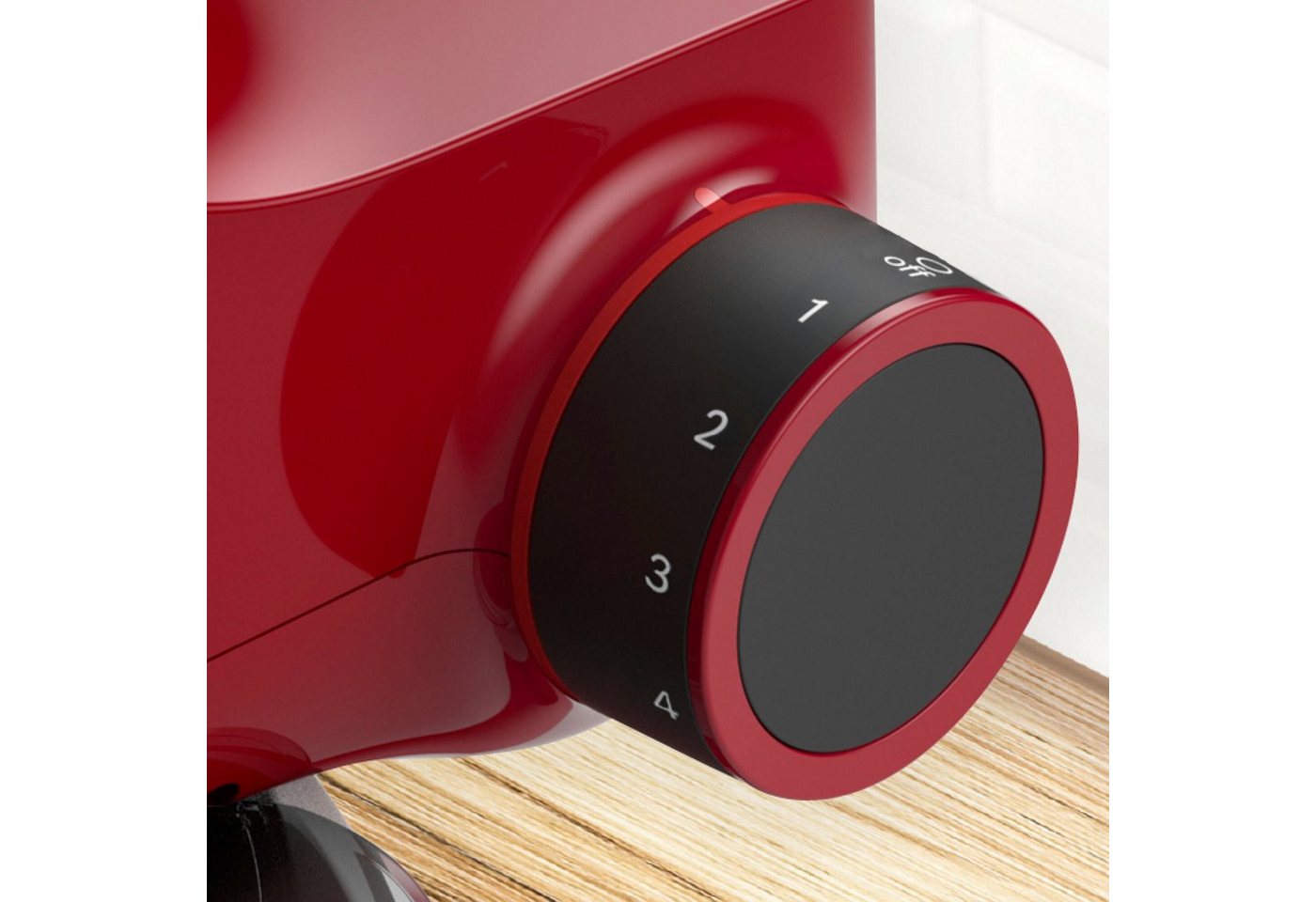 BOSCH Küchenmaschine Serie 2 MUMS2ER01, Durchlaufschnitzler, 4 Scheiben, rot, 700 W, 3,8 l Schüssel, Durchlaufschnitzler, 3 Reibescheiben, Patisserieset Edelsta – Bild 5 von 5