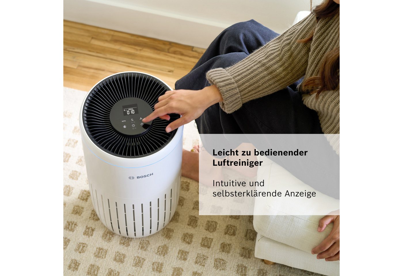 BOSCH Luftreiniger Air 4000, filtert über 99% der Schadstoffe, für 62 m² Räume, mit 3-in-1 Luftfilter, Automatik- und Ruhemodus – Bild 5 von 5