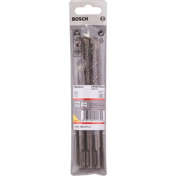 Bosch Professional Bohrersatz SDS plus-5 Hammerbohrer Set 3 teilig 6 / 8 / 10 mm (1617000117)
