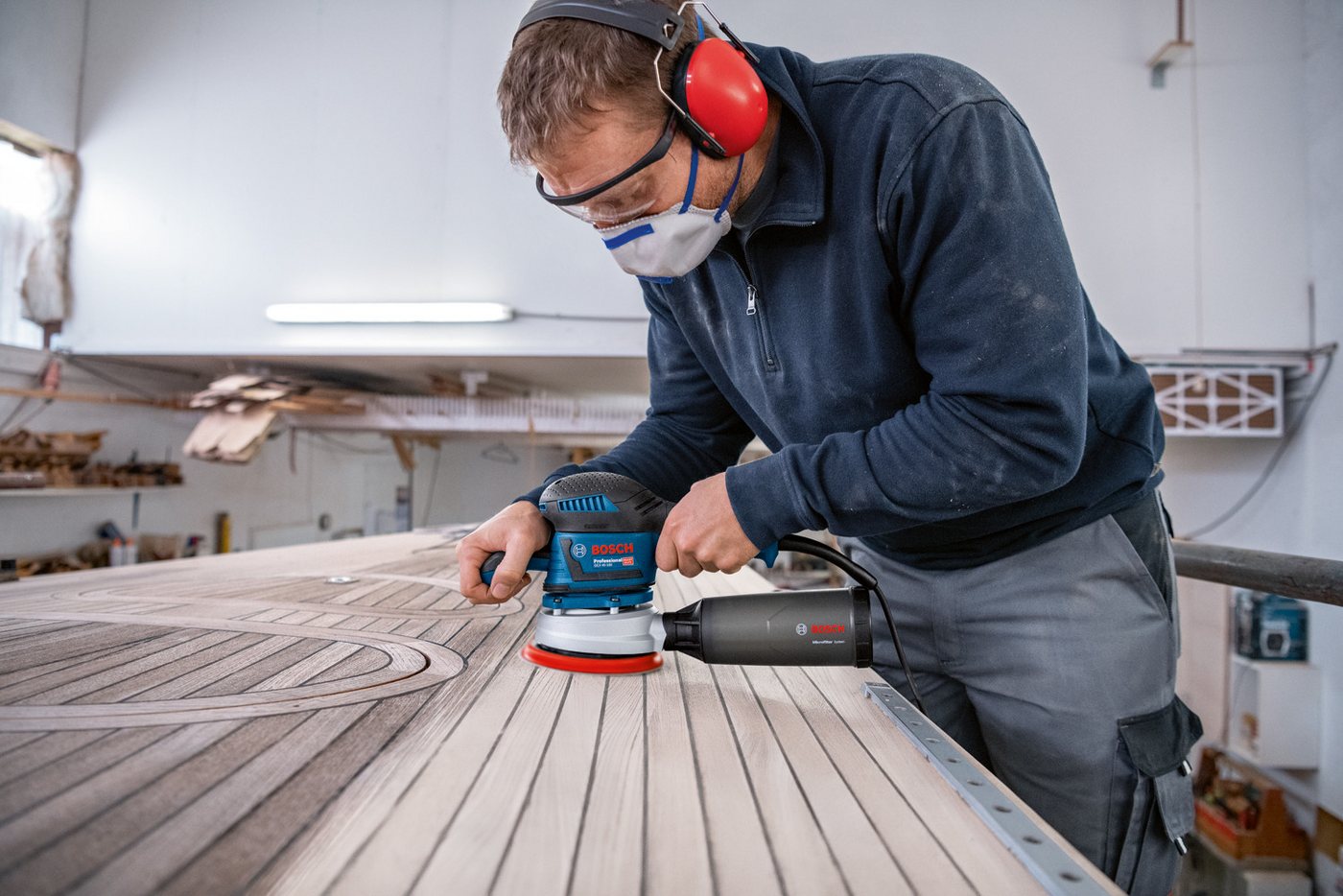 Bosch Professional Exzenterschleifer »GEX 40-150«, mit Schleifblatt M480 und L-BOXX – Bild 4 von 5