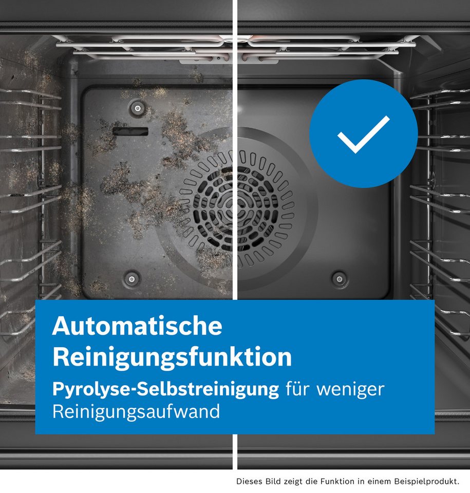 BOSCH Pyrolyse Backofen Serie 4 HBA272BB3, mit Teleskopauszug nachrüstbar, Air Fry für knusprige Lebensmittel & automatische Selbstreinigung – Bild 3 von 5