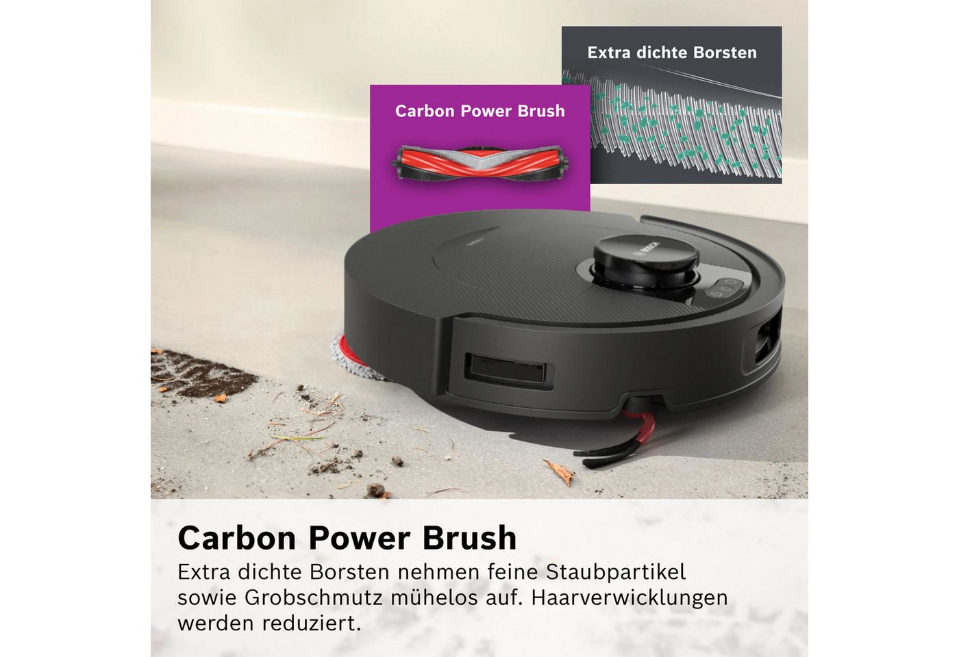 BOSCH Saugroboter mit Wischfunktion Spotless 2 BCR2S1B/BCR2S1W, 25.000 Pa Saugkraft, beutellos, Selbstreinigung, Nass-Trocken-Servicestation, rotierende Pads – Bild 2 von 5