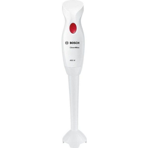 BOSCH Stabmixer CleverMixx MSM14000, abnehmb. Mixfuß, 4 Klingen, einfache Reinigung, 400 W, Ergonomischer Griff, leichtes Gehäuse, weiß/rot