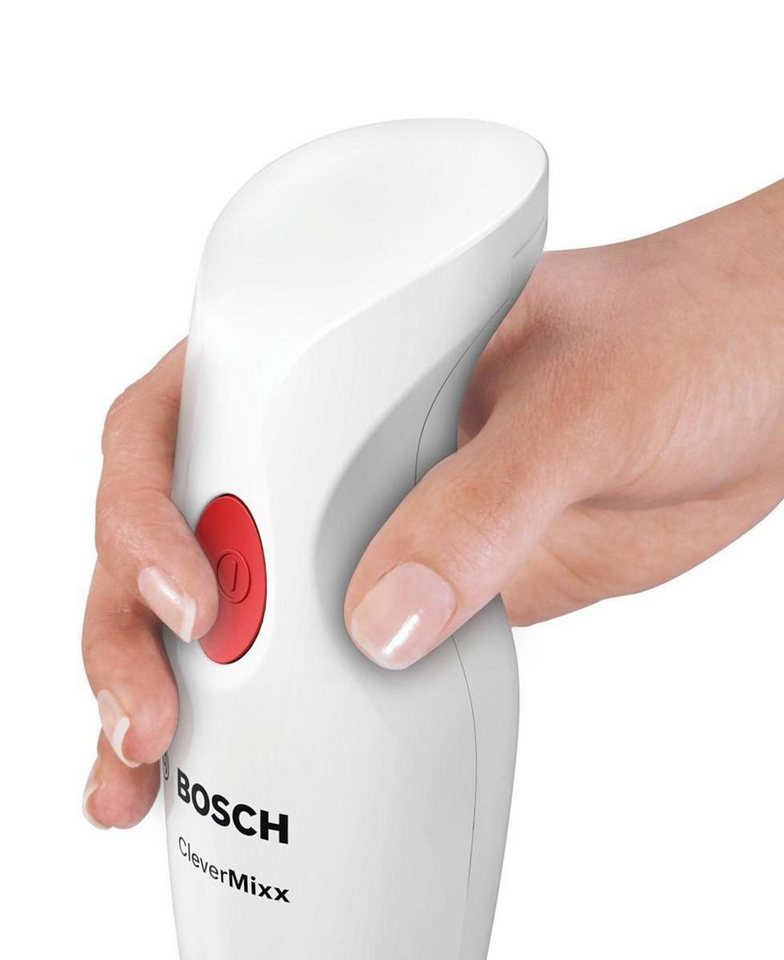 BOSCH Stabmixer CleverMixx MSM14000, abnehmb. Mixfuß, 4 Klingen, einfache Reinigung, 400 W, Ergonomischer Griff, leichtes Gehäuse, weiß/rot – Bild 3 von 5