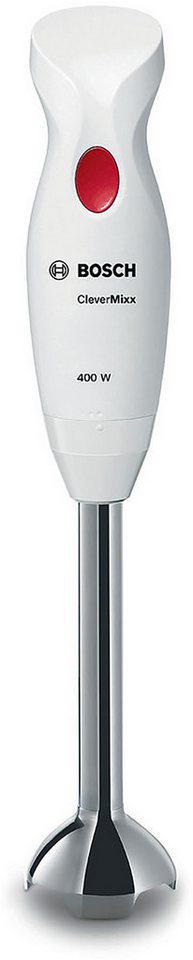BOSCH Stabmixer CleverMixx MSM24100, Mixbecher, ergon. Griff, Made in Europe, weiß/rot, 400 W, schnelles Mixen auf Knopfdruck – Bild 2 von 5