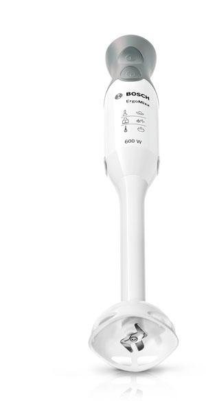BOSCH Stabmixer ErgoMixx MSM66020, inkl. Zerkleinerer & Becher, 4 Klingen, 12 Stufen, 600 W, ergonomisches Design, made in Europe, weiß/grau – Bild 2 von 5