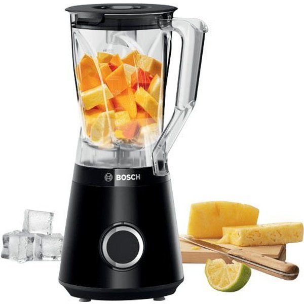 BOSCH Standmixer VitaPower Serie 4 MMB6141B, 1,5 Liter Behälter, 30.000 U/Min, schwarz, 1200 W, Behälter aus Tritan, 4 Edelst.Klingen, Kabelstaufach, Made in Eu