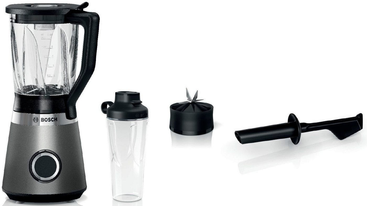 BOSCH Standmixer VitaPower Serie 4 MMB6174SN, 1,5l Mixer, 0,6l ToGo, 30.000 U/Min, grau, 1200 W, Stopfer, 4 Edelstahl Klingen, Kabelstaufach, Made in Europe – Bild 2 von 5
