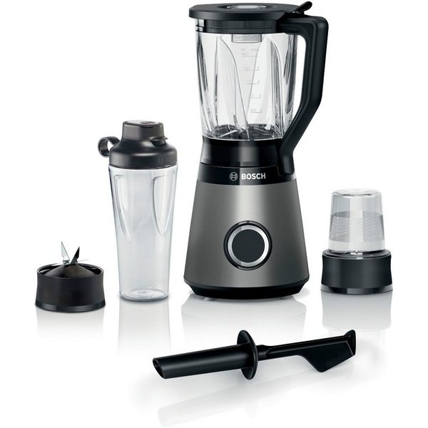 BOSCH Standmixer VitaPower Serie 4 MMB6177S, 30.000 U/min, 1,5l Thermoglas, ToGoFlasche, 1200 W, 4 Klingen-Messer, Universalzerkleinerer, Made in Europe, Kabels