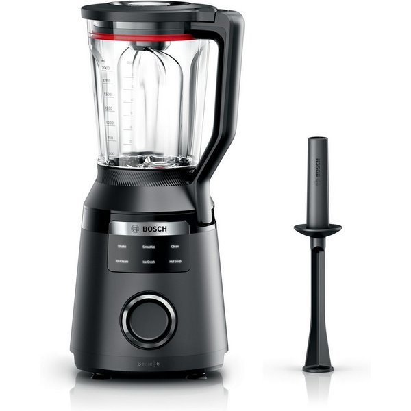BOSCH Standmixer VitaPower Serie 6 MMBD665B1, Hochleistungsmixer, 45.000 rpm, schwarz, 1800 W, 2l, 6 Automatikprogramme inkl heiße Suppe, Stopfer, Sicherheitsde