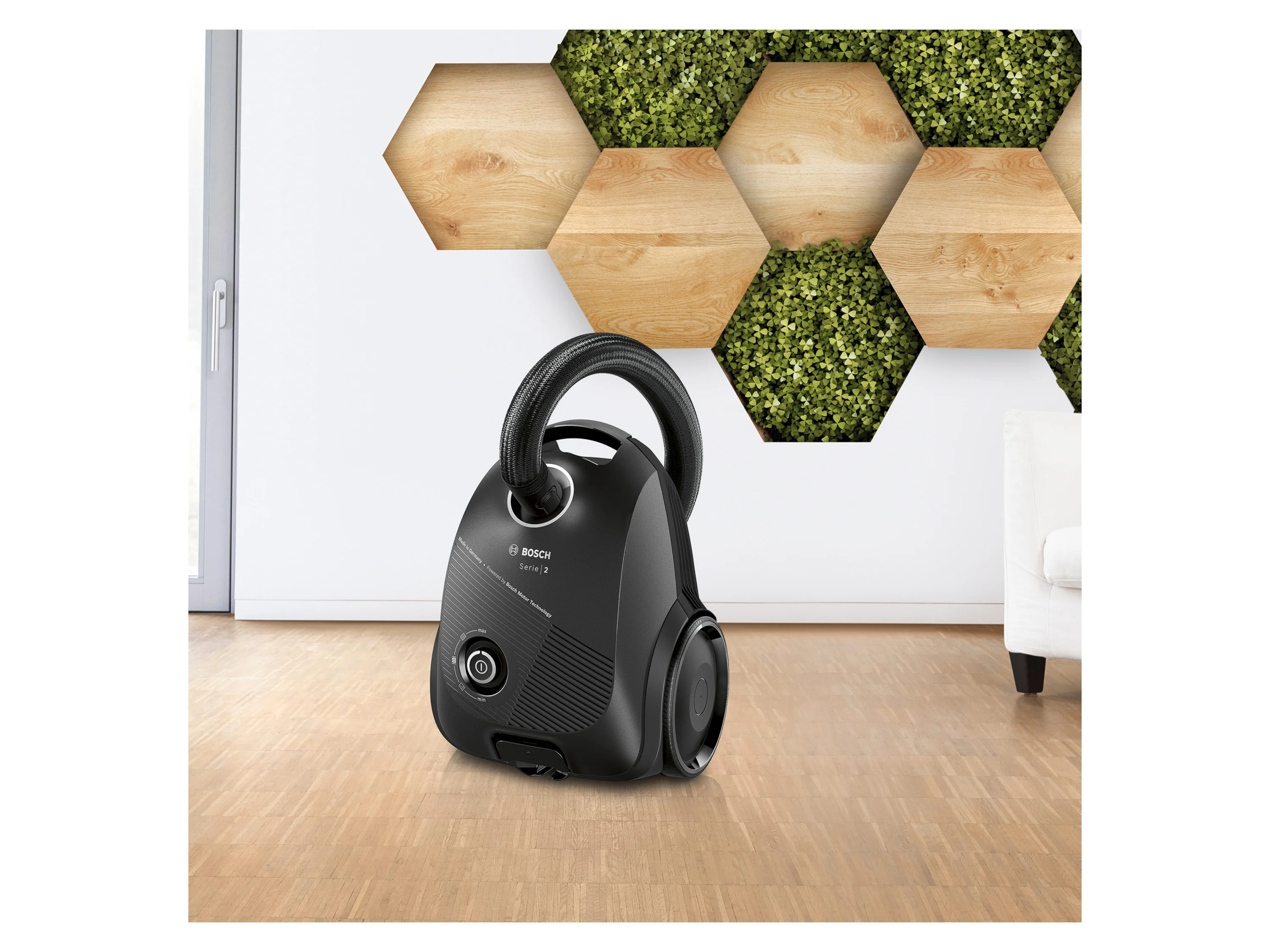 BOSCH Staubsauger m. Beutel 900W max. Schwarz, BGDS2BAL Textilschlauch – Bild 2 von 4