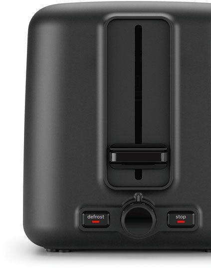 BOSCH Toaster DesignLine TAT3P423DE, Integrierter Edelstahl-Brötchenaufsatz, 2 kurze Schlitze, 820 W, Abschaltautomatik, Auftaufunktion, Liftfunktion, Breit, sc – Bild 3 von 5