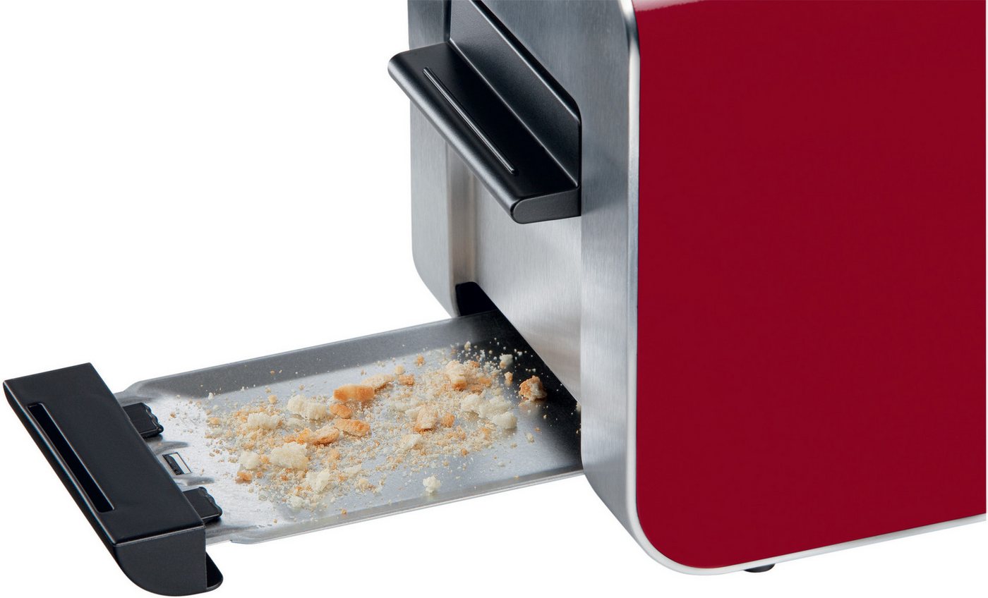 BOSCH Toaster Styline TAT8614N, integrierter Brötchenaufsatz, Liftfunktion, 860 W, Auftaufunktion, Abschaltautomatik, Brotzentrierung, Edelstahl/rot – Bild 4 von 5