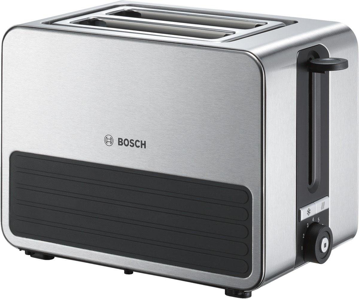 BOSCH Toaster TAT7S25, integrierter Edelstahl-Brötchenaufsatz, mit Abschaltautomatik, 2 kurze Schlitze, für 2 Scheiben, 1050 W, Auftaufunktion, ideal für 2 Sche – Bild 2 von 5