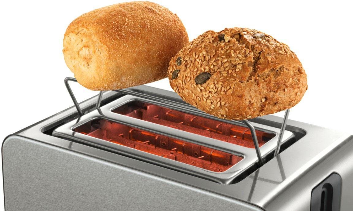BOSCH Toaster TAT7S25, integrierter Edelstahl-Brötchenaufsatz, mit Abschaltautomatik, 2 kurze Schlitze, für 2 Scheiben, 1050 W, Auftaufunktion, ideal für 2 Sche – Bild 3 von 5