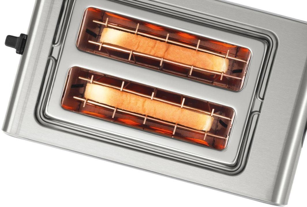 BOSCH Toaster TAT7S25, integrierter Edelstahl-Brötchenaufsatz, mit Abschaltautomatik, 2 kurze Schlitze, für 2 Scheiben, 1050 W, Auftaufunktion, ideal für 2 Sche – Bild 4 von 5
