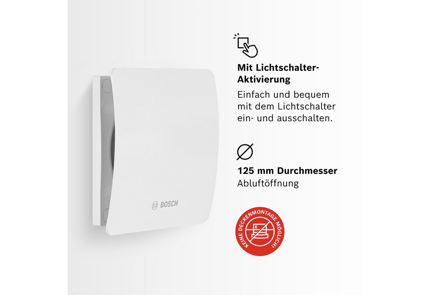 BOSCH Wandventilator Badlüfter, zur Wandmontage inkl. Schrauben und Dübel – Bild 3 von 5
