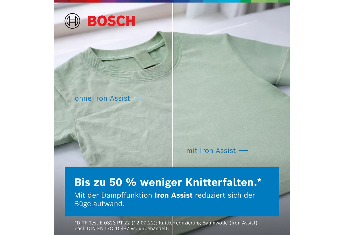 BOSCH Waschmaschine Serie 4 WAN28226, 9 kg, 1400 U/min, Bis zu 50% weniger Knitterfalten dank Iron Assist und EEK A – Bild 4 von 5