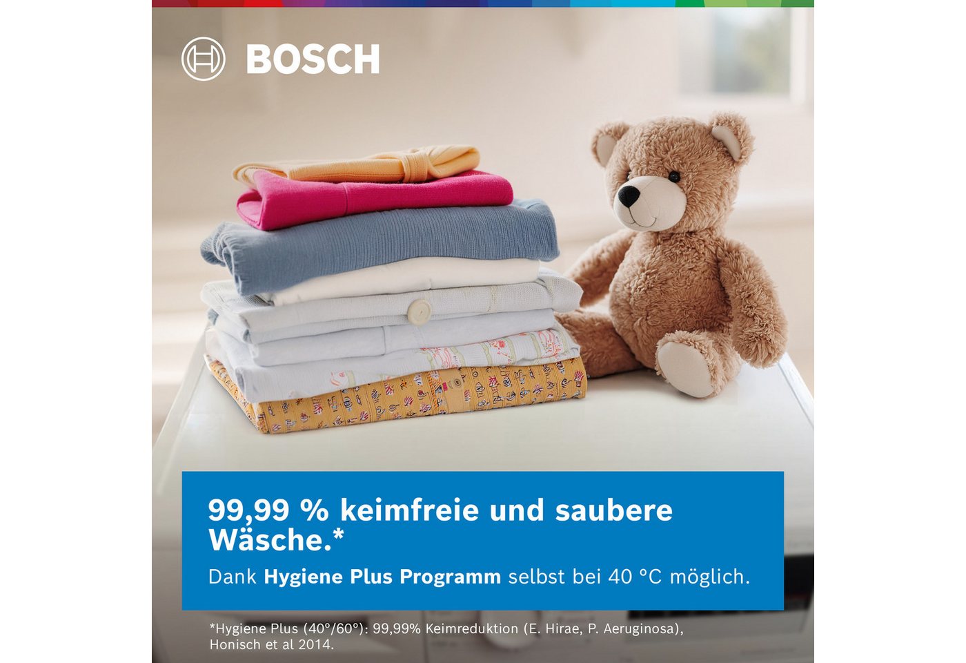 BOSCH Waschmaschine Serie 6 WUU28T48, 8 kg, 1400 U/min, unterbaufähig,Speed Perfect, Hygiene Plus, großes LED-Display – Bild 4 von 5