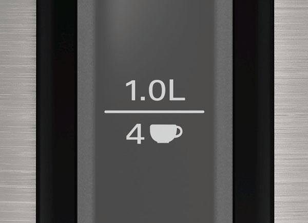 BOSCH Wasserkocher DesignLine TWK3P420, Ausgießen ohne Spritzer, Tassenanzeige, 1,7 l, 2400 W, Überhitzungsschutz, Edelstahl/schwarz – Bild 3 von 5