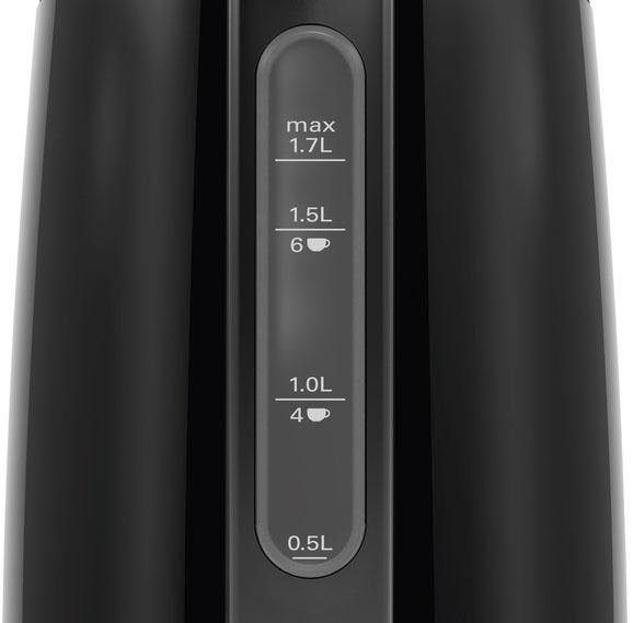 BOSCH Wasserkocher DesignLine TWK3P423, Ausgießen ohne Spritzer, Tassenanzeige, 1,7 l, 2400 W, Überhitzungsschutz, Schwarz – Bild 2 von 5