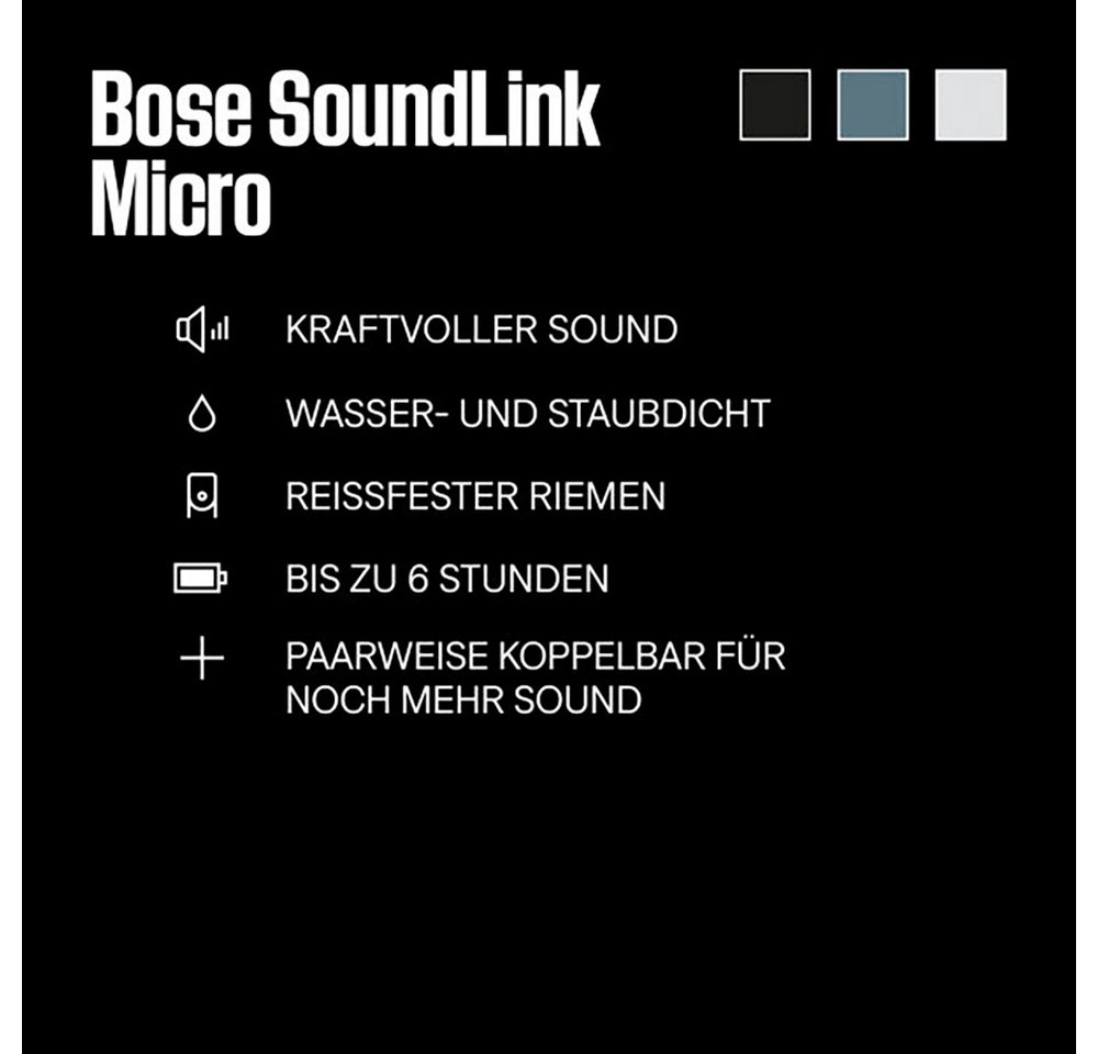 Bose Soundlink Micro tragbarer Lautsprecher Portable-Lautsprecher (Bluetooth, 20 W, Wasser- und Staubschutz (IP67),Partymodus: zwei Lautsprecher verbinden) – Bild 4 von 5