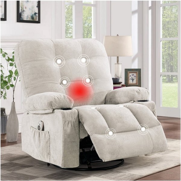 bosmiller Relaxsessel Elektrisch Massagesessel mit Liegefunktion (1-St), Oversize Fernsehsessel mit Wärmefunktion, beige