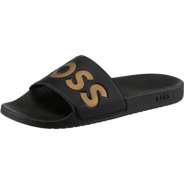 BOSS Aryeh Slid Badepantolette, Poolslides, Schlappen, Strandschuh, Sommerschuh mit Logoschriftzug