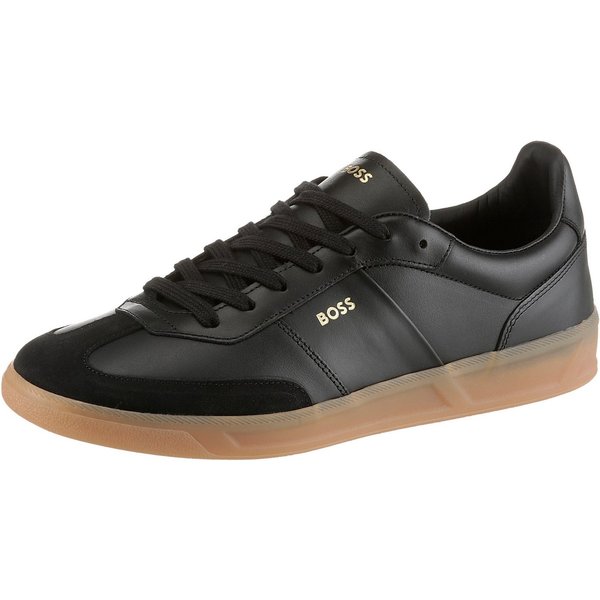 BOSS Brenta_Tenn Sneaker Freizeitsneaker, Schnürschuh, Retro-Sneaker, honigfarbene Laufsohle