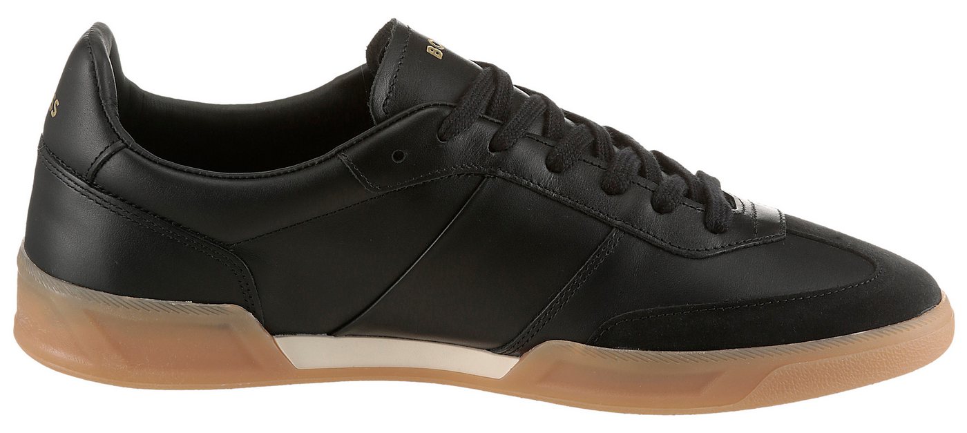 BOSS Brenta_Tenn Sneaker Freizeitsneaker, Schnürschuh, Retro-Sneaker, honigfarbene Laufsohle – Bild 5 von 5