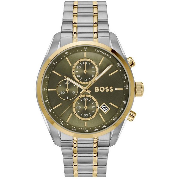 BOSS Chronograph GRAND PRIX 44 1514227, Quarzuhr, Armbanduhr, Herrenuhr, Edelstahlarmband, analog, Tag