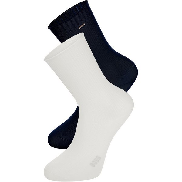 BOSS Feinsocken (Packung, 2-Paar) fein gerippt, verstärkte Fersen- und Zehenpartie
