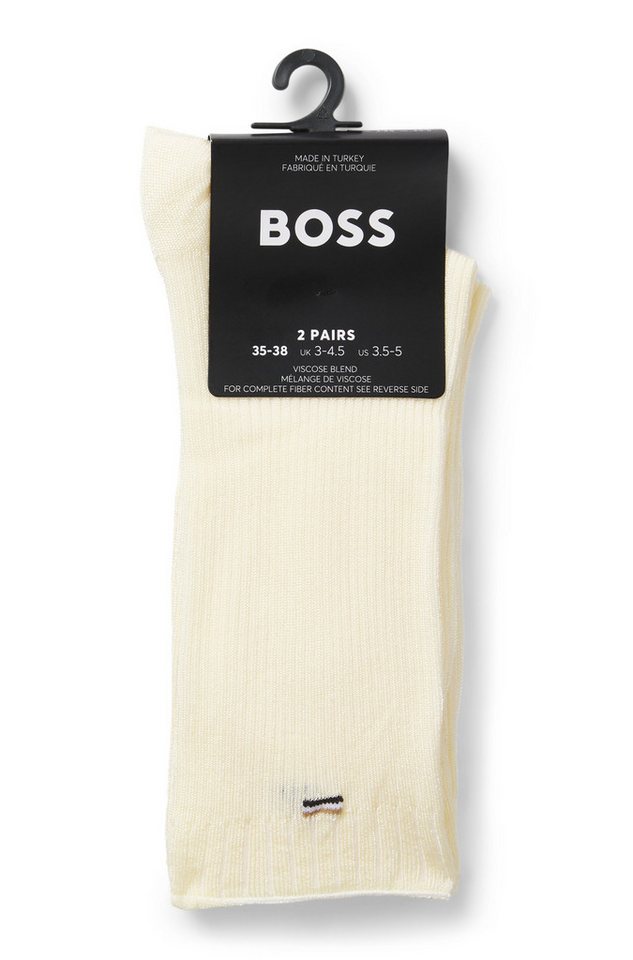 BOSS Feinsocken (Packung, 2-Paar) fein gerippt, verstärkte Fersen- und Zehenpartie – Bild 5 von 5