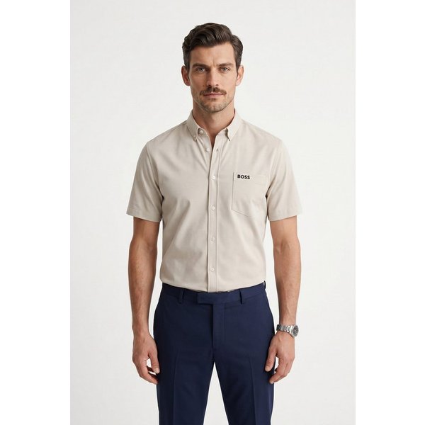 BOSS GREEN Kurzarmhemd Motion S Regular Fit, Button-down-Kragen, Kurzarm, Logo-Stickerei