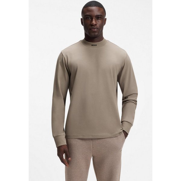 BOSS GREEN Langarmshirt Stretch Jersey Baumwolle, Relaxed Fit, Rundhalsausschnitt