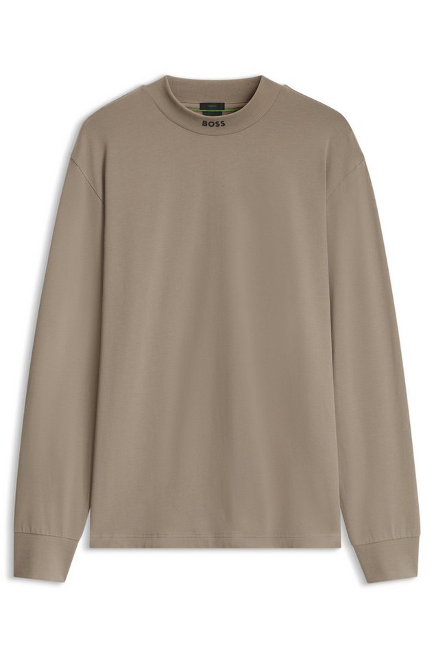 BOSS GREEN Langarmshirt Stretch Jersey Baumwolle, Relaxed Fit, Rundhalsausschnitt – Bild 4 von 5