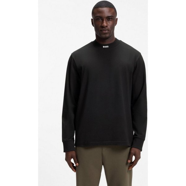 BOSS GREEN Langarmshirt Stretch Jersey Baumwolle, Relaxed Fit, Rundhalsausschnitt