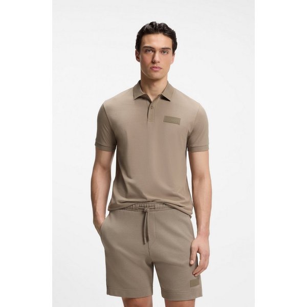 BOSS GREEN Poloshirt Paddy Logo Patch Regular Fit atmungsaktive Piqué-Webstruktur, Flachstrickkragen, gerader Schnitt