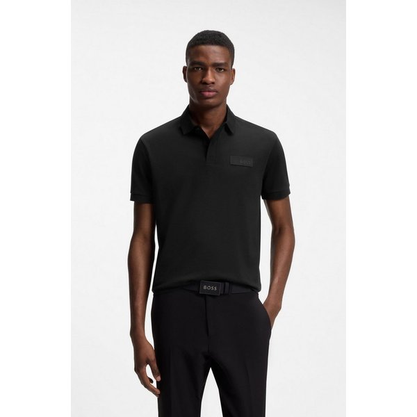 BOSS GREEN Poloshirt Paddy Logo Patch Regular Fit atmungsaktive Piqué-Webstruktur, Flachstrickkragen, gerader Schnitt