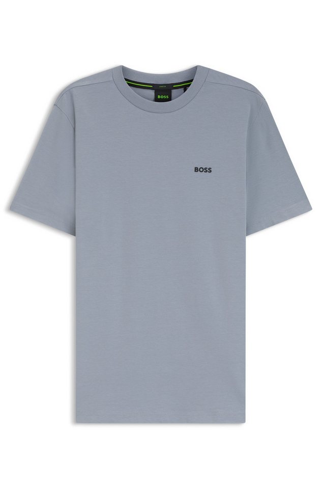 BOSS GREEN Rundhalsshirt Tee Regular Fit Stretch Jersey Cotton, Logo on Chest, Rundhals – Bild 5 von 5