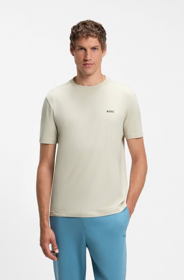 BOSS GREEN Rundhalsshirt Tee Regular Fit Stretch Jersey Cotton, Logo on Chest, Rundhals – Bild 2 von 5