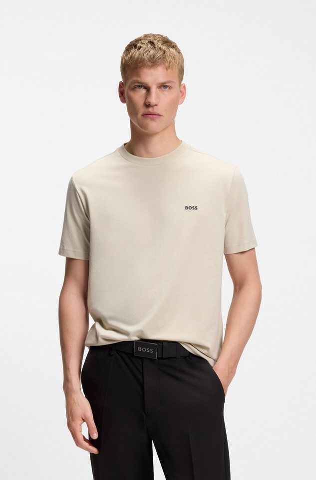 BOSS GREEN Rundhalsshirt Tee Regular Fit Stretch Jersey Cotton, Logo on Chest, Rundhals – Bild 3 von 5