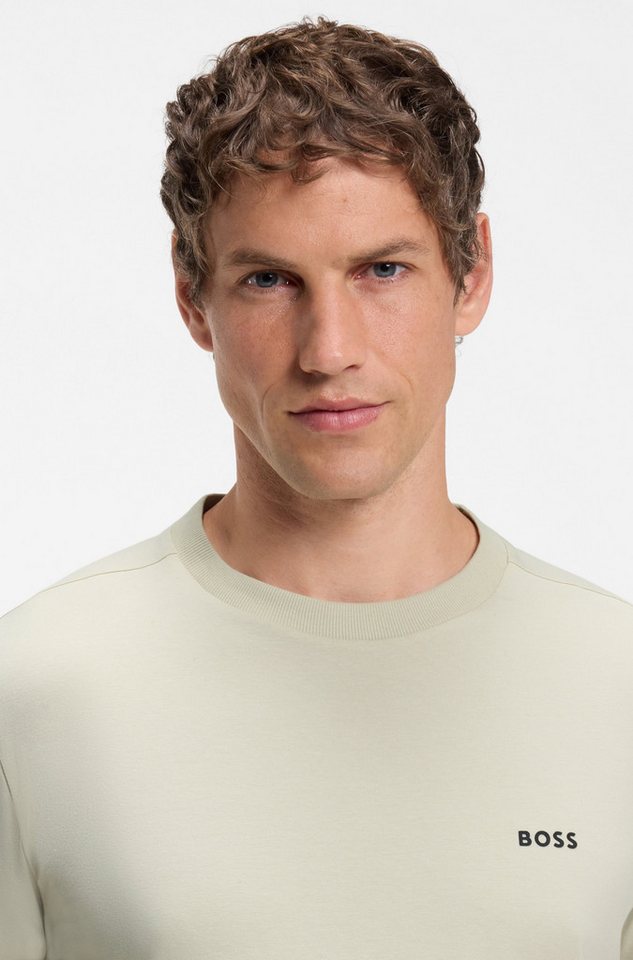 BOSS GREEN Rundhalsshirt Tee Regular Fit Stretch Jersey Cotton, Logo on Chest, Rundhals – Bild 4 von 5