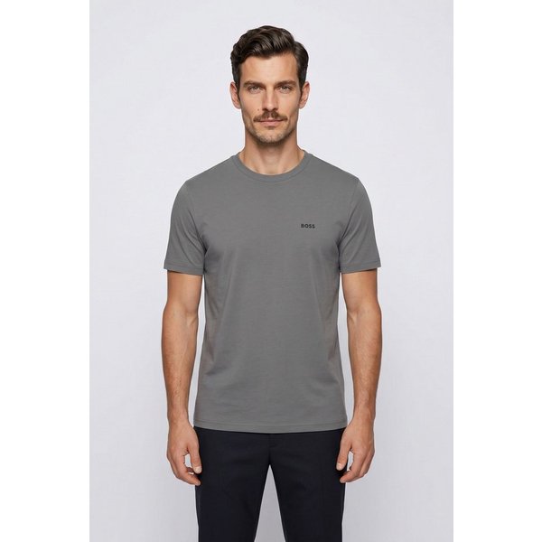 BOSS GREEN Rundhalsshirt Tee Regular Fit Stretch Jersey Cotton, Logo on Chest, Rundhals