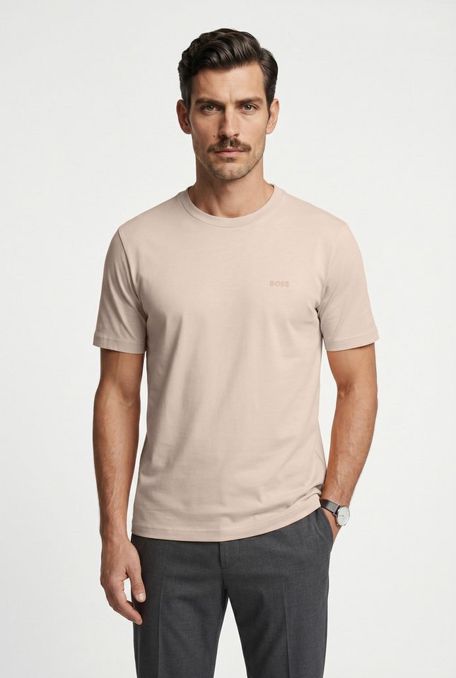 BOSS GREEN Rundhalsshirt Tee Regular Fit Stretch Jersey Cotton, Logo on Chest, Rundhals – Bild 2 von 5