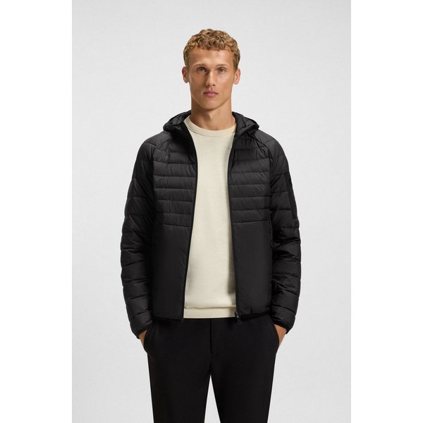 BOSS GREEN Steppjacke Kapuze, Regular Fit, reflektierende Details