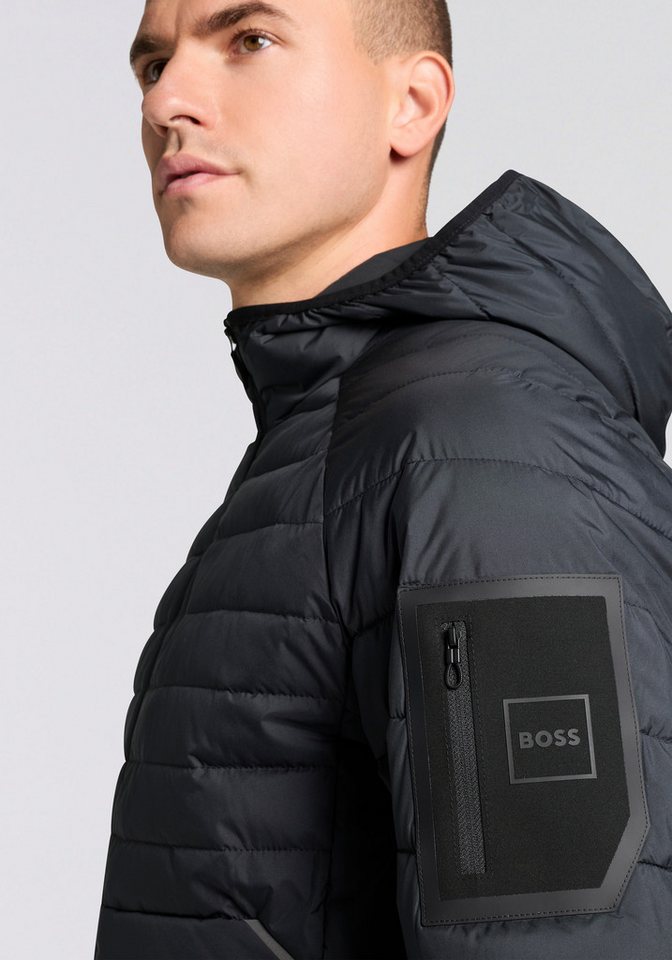 BOSS GREEN Steppjacke Kapuze, Regular Fit, reflektierende Details – Bild 3 von 5