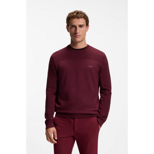 BOSS GREEN Strickpullover KN Momentum-X CN Rundhalsausschnitt, Regular Fit, kontrast HD-Logo