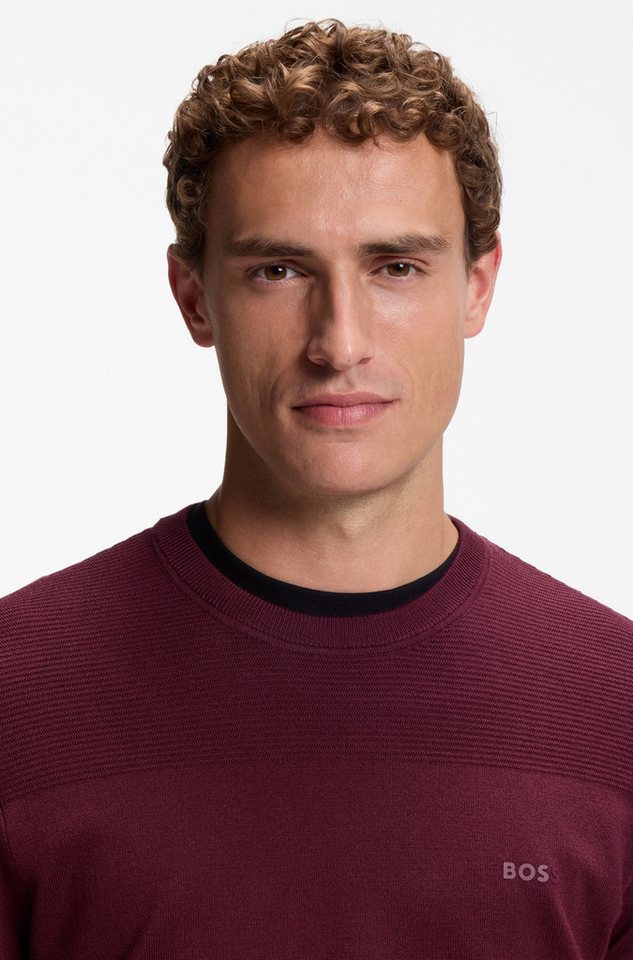BOSS GREEN Strickpullover KN Momentum-X CN Rundhalsausschnitt, Regular Fit, kontrast HD-Logo – Bild 2 von 5