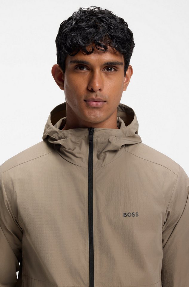 BOSS GREEN Windbreaker Regular Fit, Superleichte Qualität, Packfunktion innen in der Kapuze – Bild 3 von 5